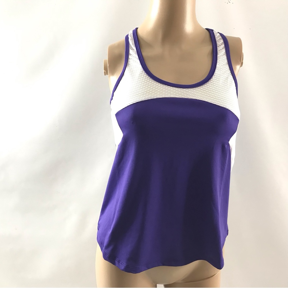 DUC Sports Womens Athletic Tank Top Purple White XS Sleeveless Active Exercise